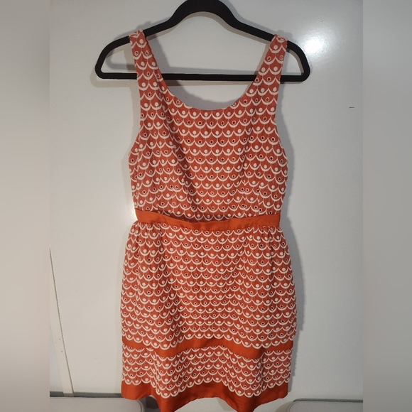 Anthropologie Elegant Orange Patterned Dress, Size 10 - Picture 1 of 9
